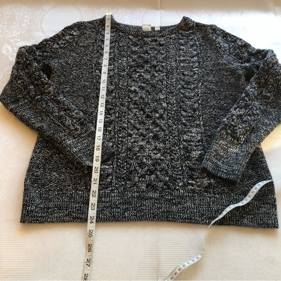 Gap Women’s Size L Black/White Cable Knitted Warm Sweater Long Sleeves Elastic - Picture 13 of 16